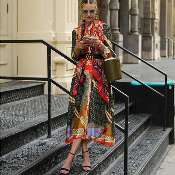 Zara Scarf Print Shirt Dress - Picture 2 of 8